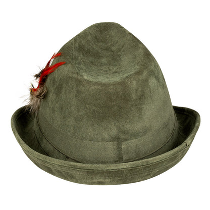 Chapeau Tyrolien Vert avec Plumes Rouges - 57cm