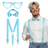 Kit Costume Bavarois Bleu Blanc - Lunettes, Nœud Pap', Bretelles