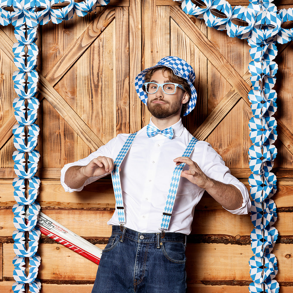 Kit Costume Bavarois Bleu Blanc - Lunettes, Nœud Pap', Bretelles