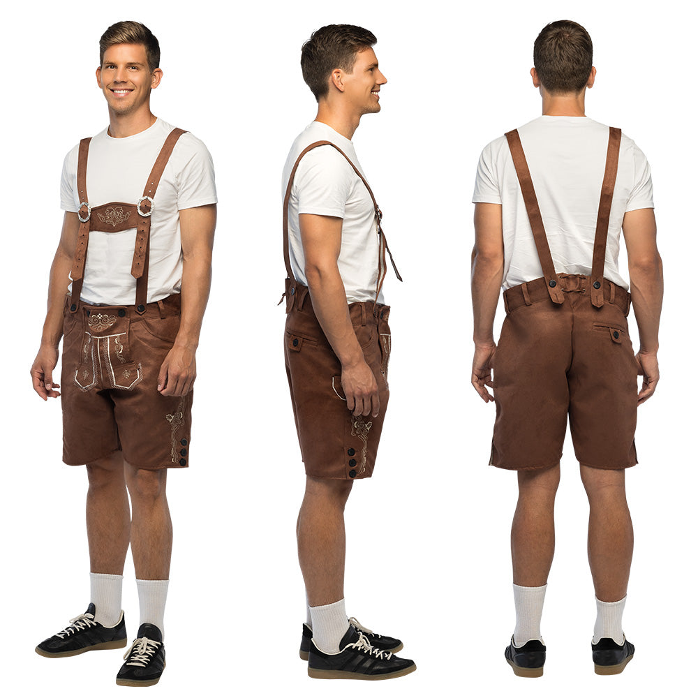 Costume Bavarois Lederhosen Homme - Bretelles Cuir Authentique
