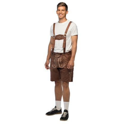 Costume Bavarois Lederhosen Marron avec Bretelles Ajustables