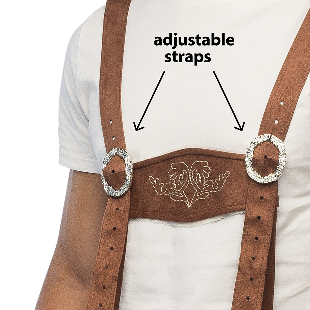 Costume Bavarois Lederhosen Marron avec Bretelles Ajustables