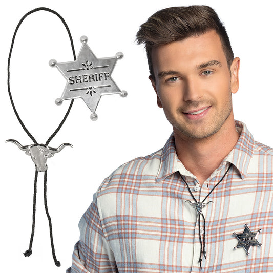 Bolo Tie Sheriff 2 pièces - Accessoire Western Cowboy
