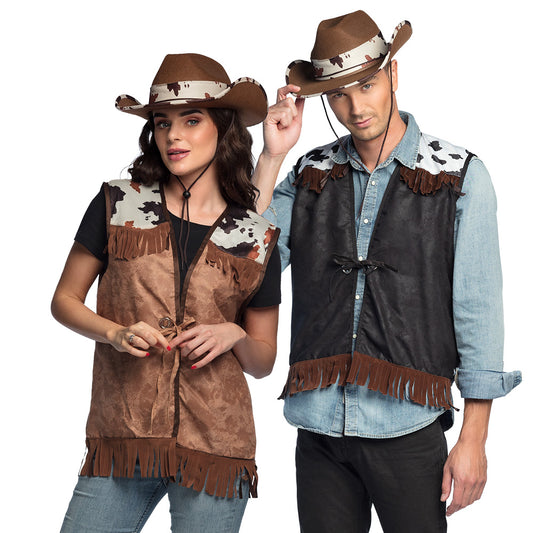 Gilet Cow-Girl Marron Frangé - Déguisement Western Femme