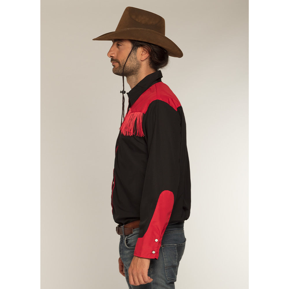 Chemise Cowboy Frange Rouge et Noir - Déguisement Western Adulte