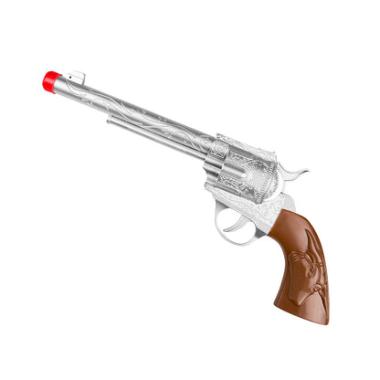 Pistolet Cowboy Argenté avec Balle Rouge - Accessoire Western Enfant