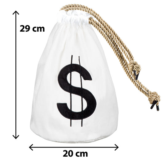 Sac à Argent Blanc Dollar 29 cm - Accessoire Déguisement