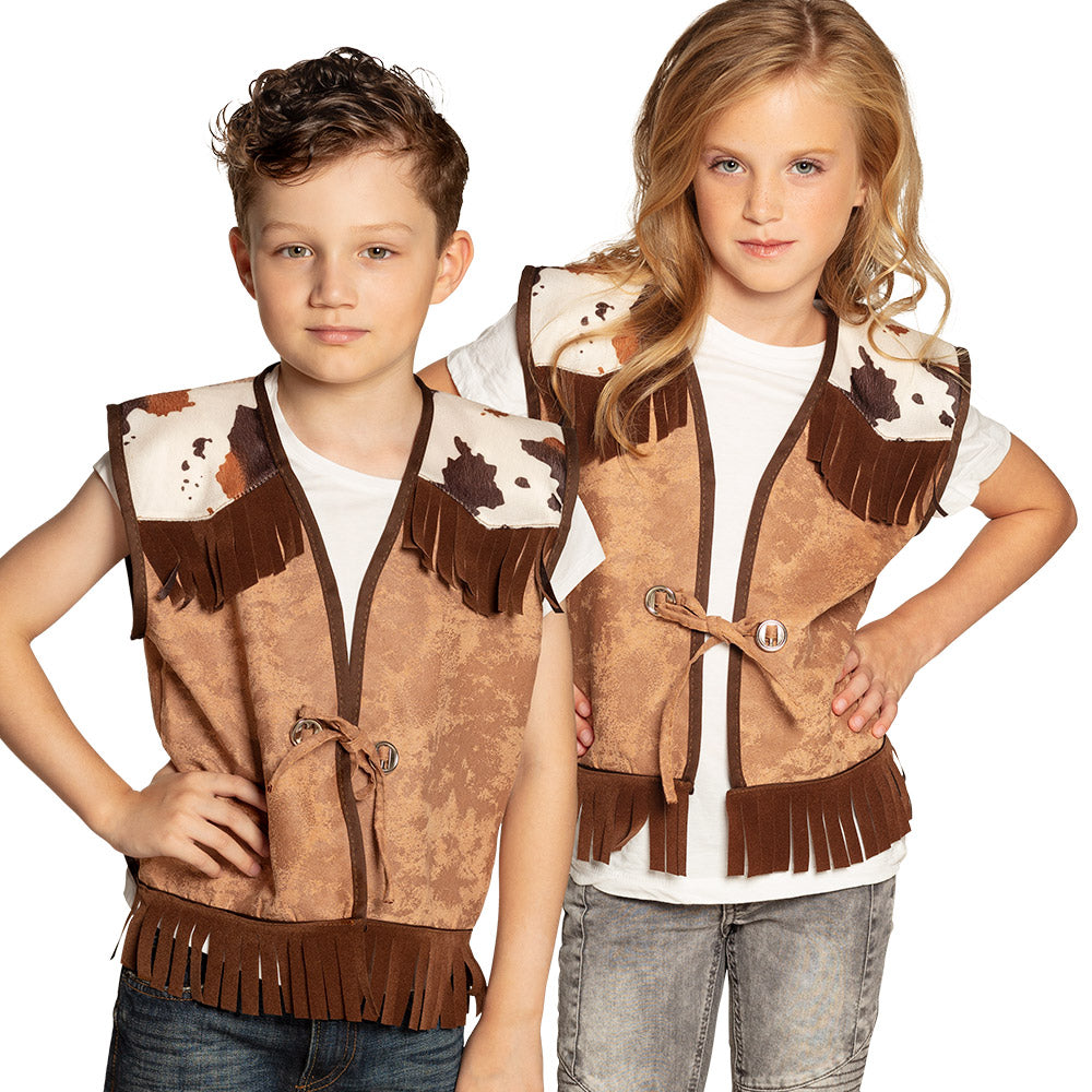 Gilet Cowboy Enfant Marron avec Franges - Déguisement Western