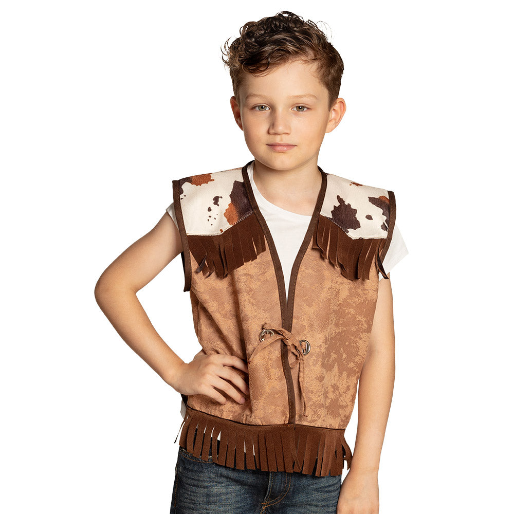 Gilet Cowboy Enfant Marron avec Franges - Déguisement Western