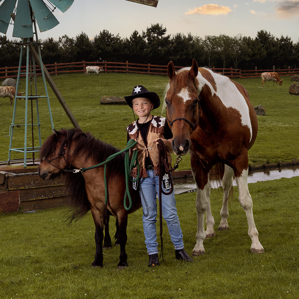 Gilet Cowboy Enfant Marron avec Franges - Déguisement Western