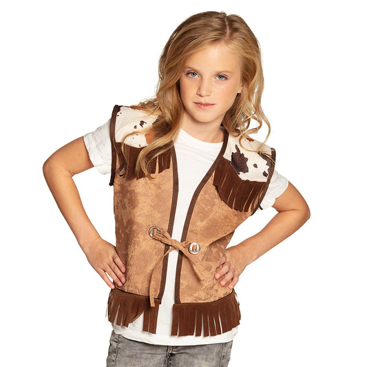Gilet Cowboy Enfant Marron - Costume Western Frangé