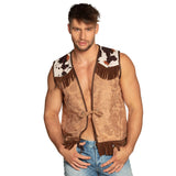 Gilet Cow-boy Marron Franges Cuir Homme Déguisement Western