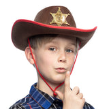 Chapeau Cowboy Enfant Marron & Rouge avec Étoile Dorée
