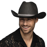 Chapeau Cowboy Noir avec Strass Chic - Accessoire Déguisement