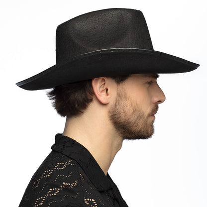 Chapeau Cowboy Noir avec Strass Chic - Accessoire Déguisement