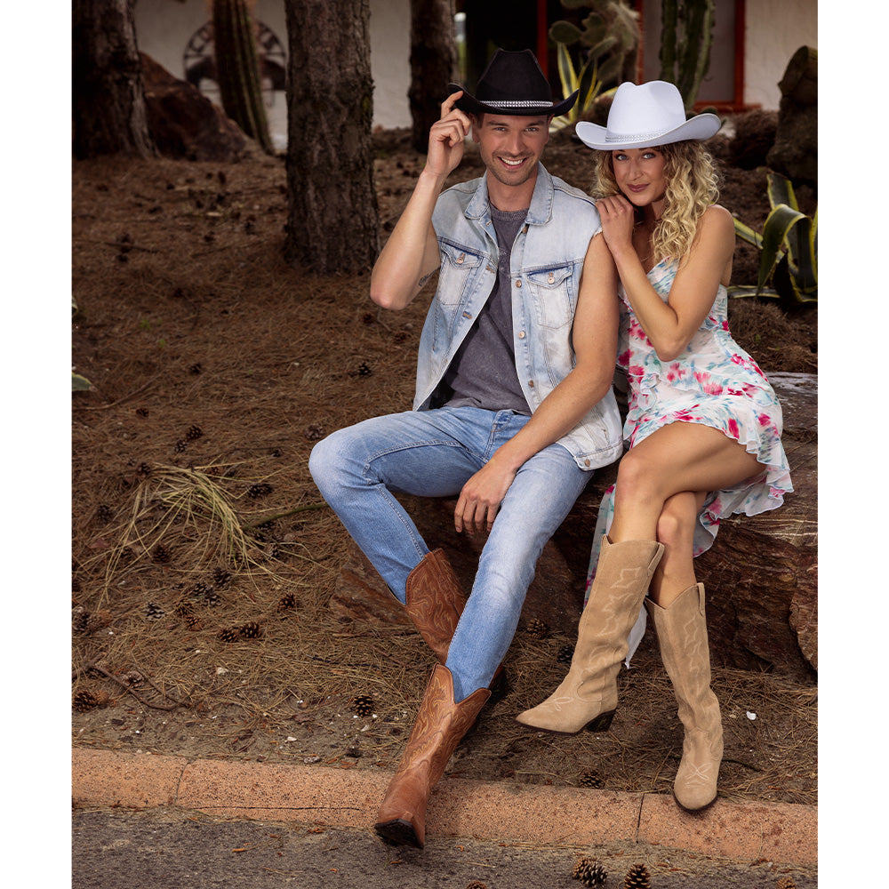 Chapeau Cowboy Noir avec Strass Chic - Accessoire Déguisement