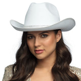 Chapeau Cowboy Blanc Pailleté - Accessoire Western Adulte
