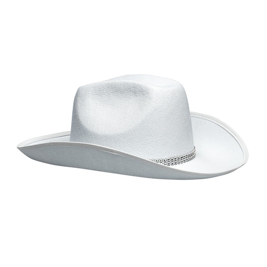 Chapeau Cowboy Blanc Pailleté - Accessoire Western Adulte