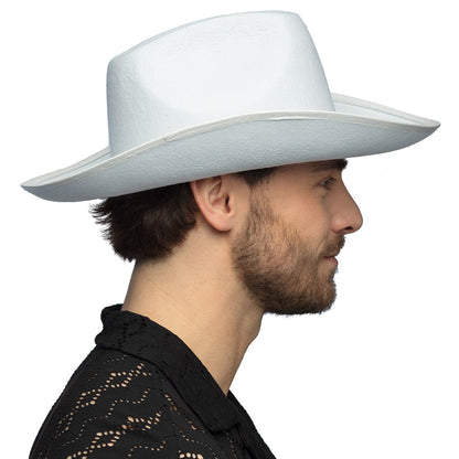 Chapeau Cowboy Blanc Pailleté - Accessoire Western Adulte