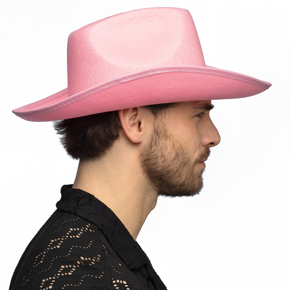 Chapeau Cowboy Rose Pailleté avec Bande Strass - Accessoire Fête
