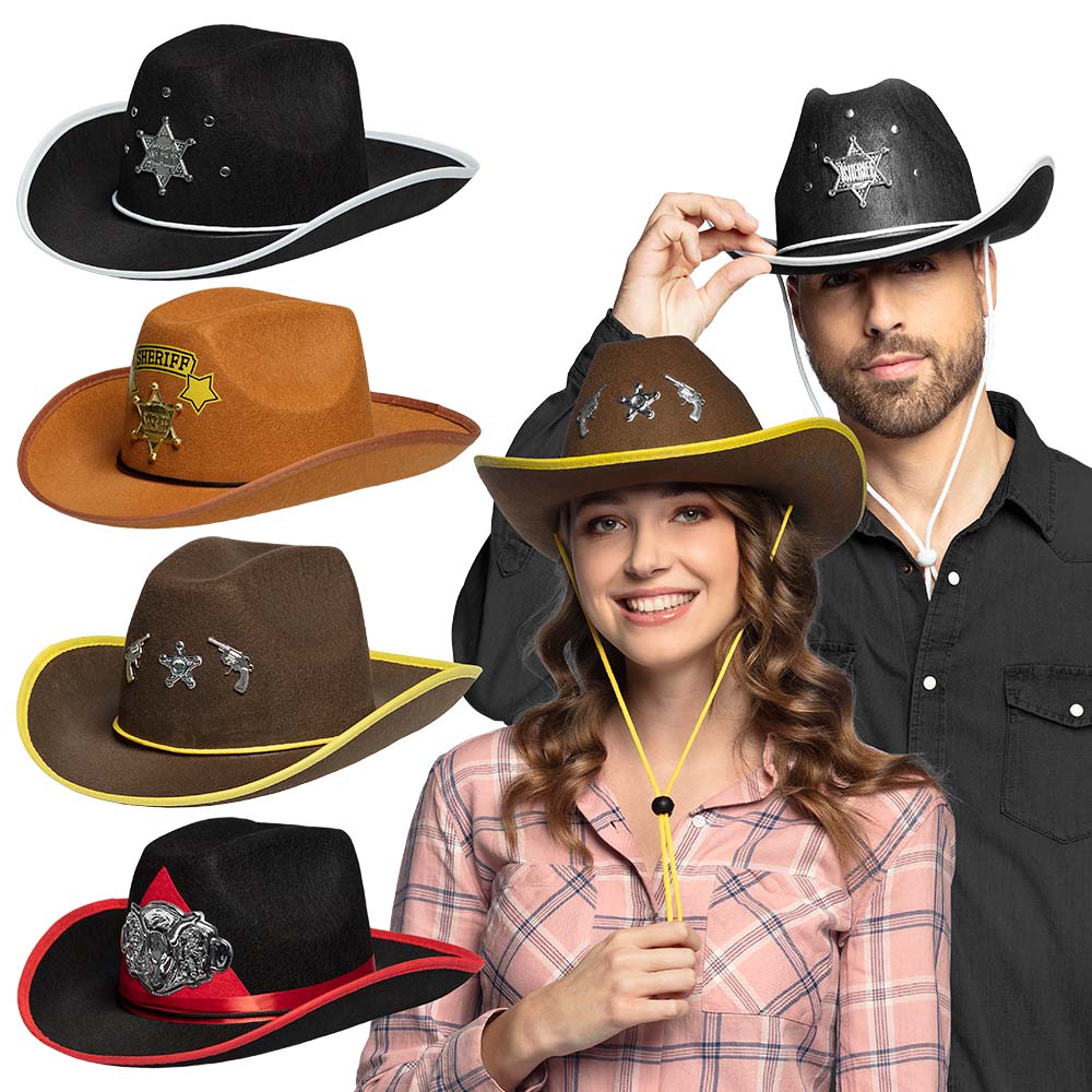 Chapeau Cowboy Sheriff Adulte - 5 modèles assortis