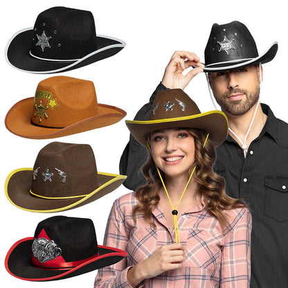 Chapeau Cowboy Sheriff Adulte - 5 modèles assortis