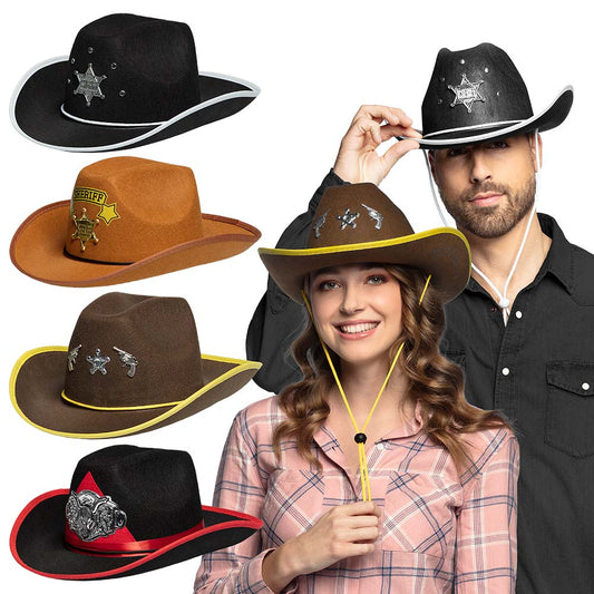 Chapeau Cowboy Sheriff Adulte - 5 modèles assortis