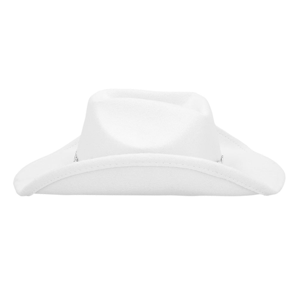 Chapeau Cowboy Blanc avec Cœurs Strass - Déguisement Western