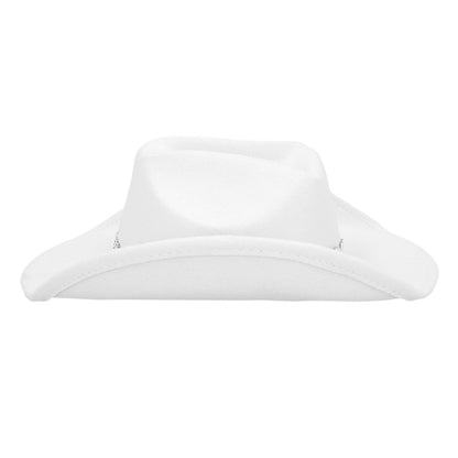 Chapeau Cowboy Blanc avec Cœurs Strass - Déguisement Western
