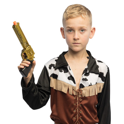 Pistolet Revolver Doré 26cm Son - Accessoire Déguisement