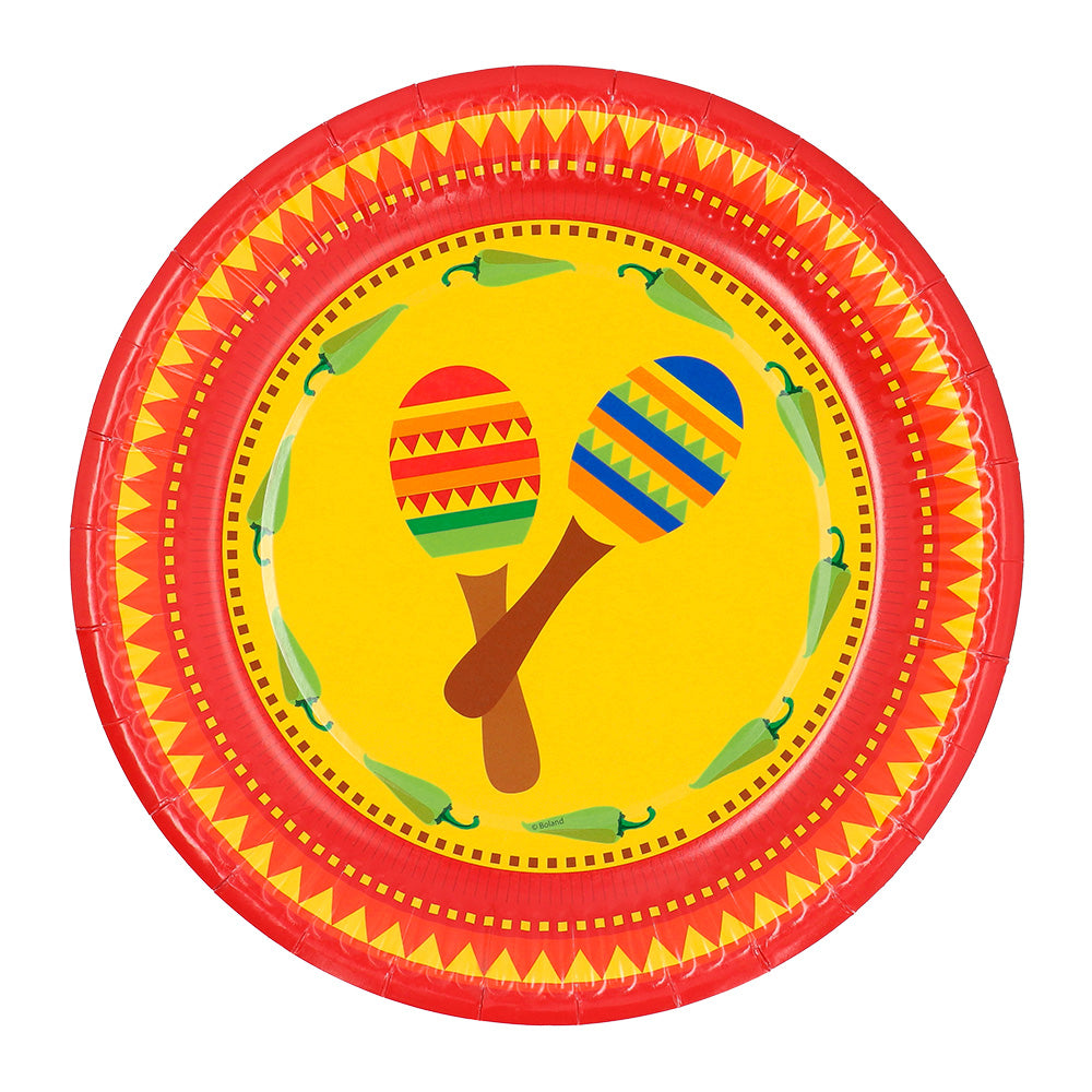Assiette Fiesta Mexicaine Maracas - Décoration Fête 23cm