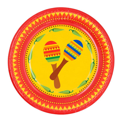 Assiette Fiesta Mexicaine Maracas - Décoration Fête 23cm