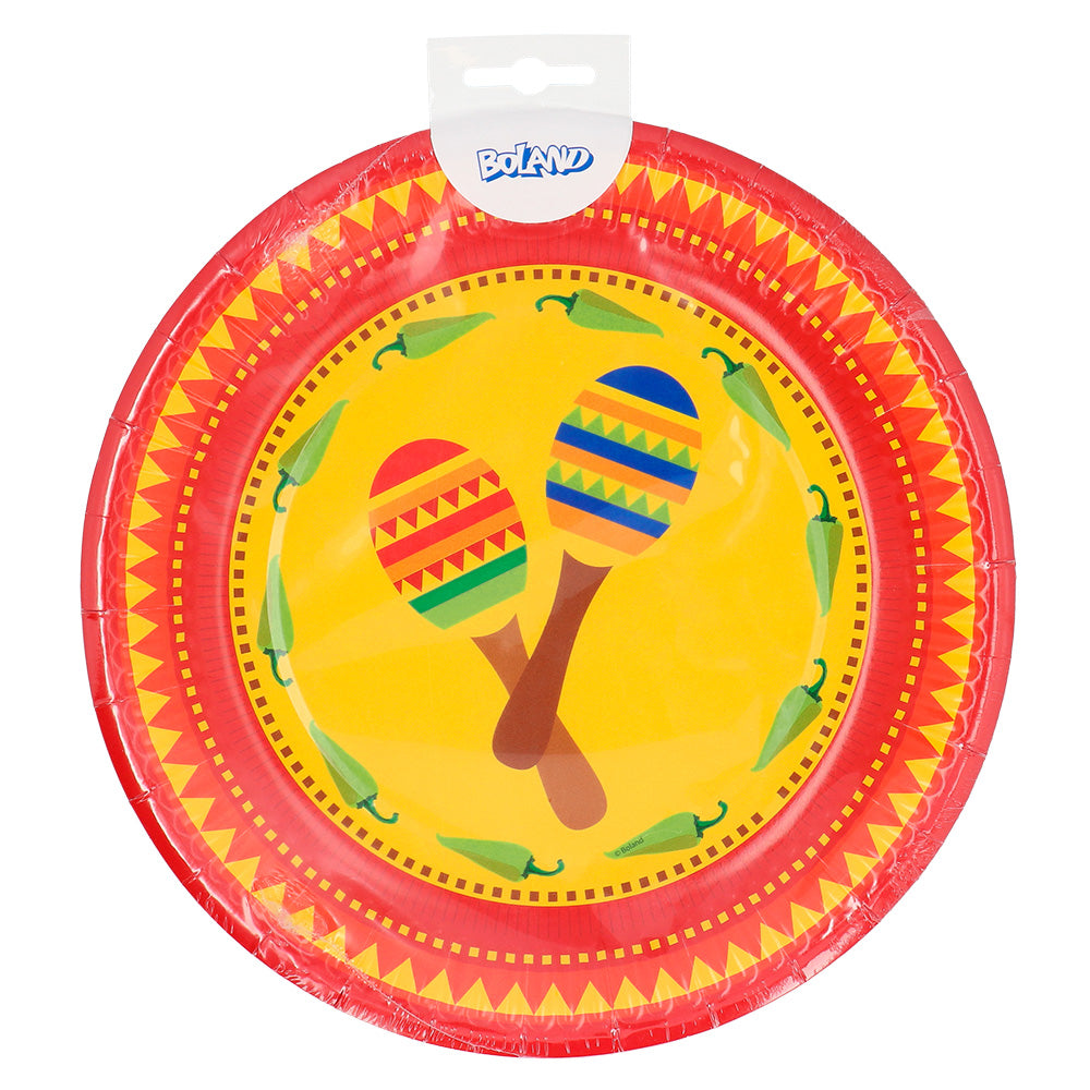 Assiette Fiesta Mexicaine Maracas - Décoration Fête 23cm