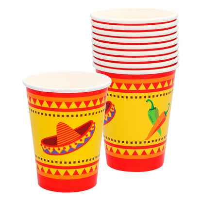 Gobelets Fiesta Mexicaine Rouge et Jaune - 10 pièces