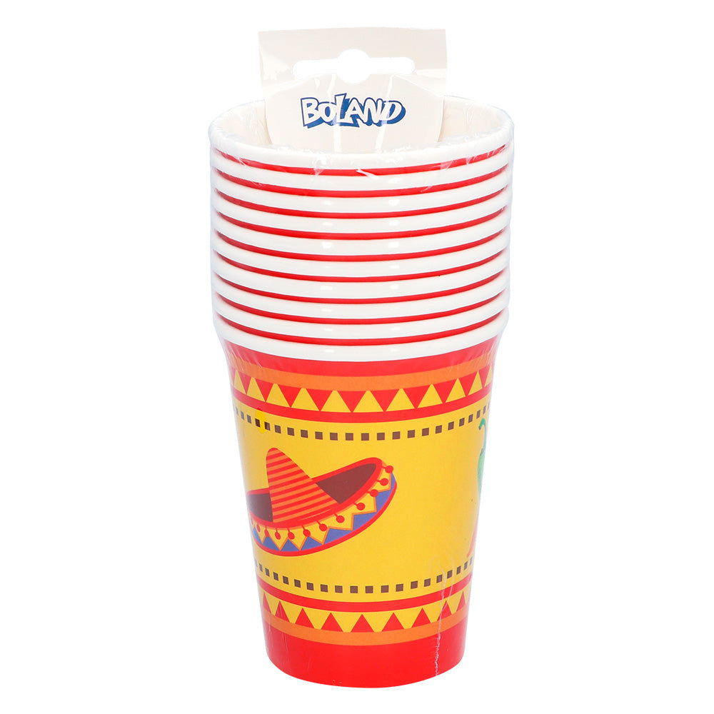 Gobelets Fiesta Mexicaine Rouge et Jaune - 10 pièces