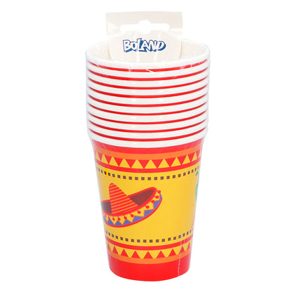 Gobelets Fiesta Mexicaine Rouge et Jaune - 10 pièces