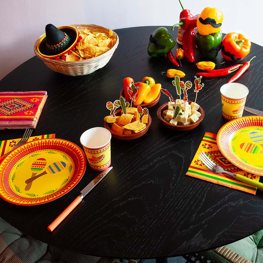 Gobelets Fiesta Mexicaine Rouge et Jaune - 10 pièces
