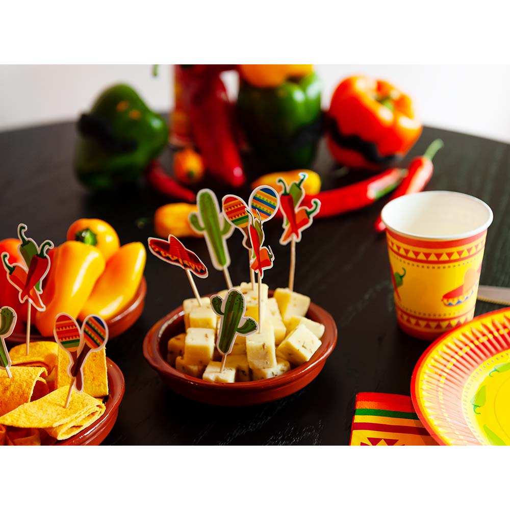 Gobelets Fiesta Mexicaine Rouge et Jaune - 10 pièces