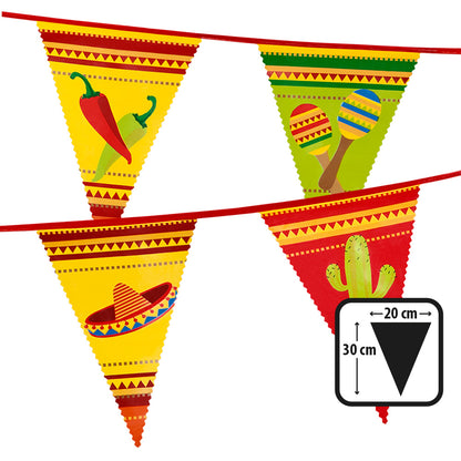 Guirlande Fiesta Mexicaine 4m - Décoration Piment Sombrero Cactus