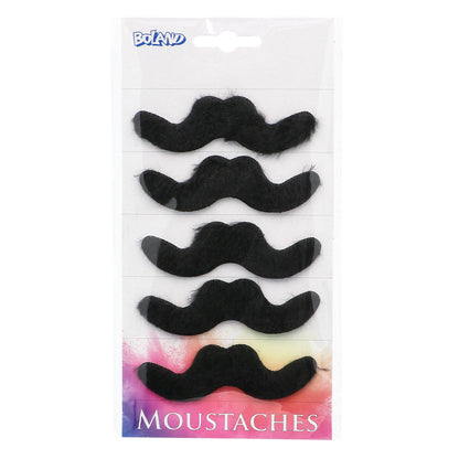 5 Moustaches Noires Adhésives - Accessoire Déguisement Party