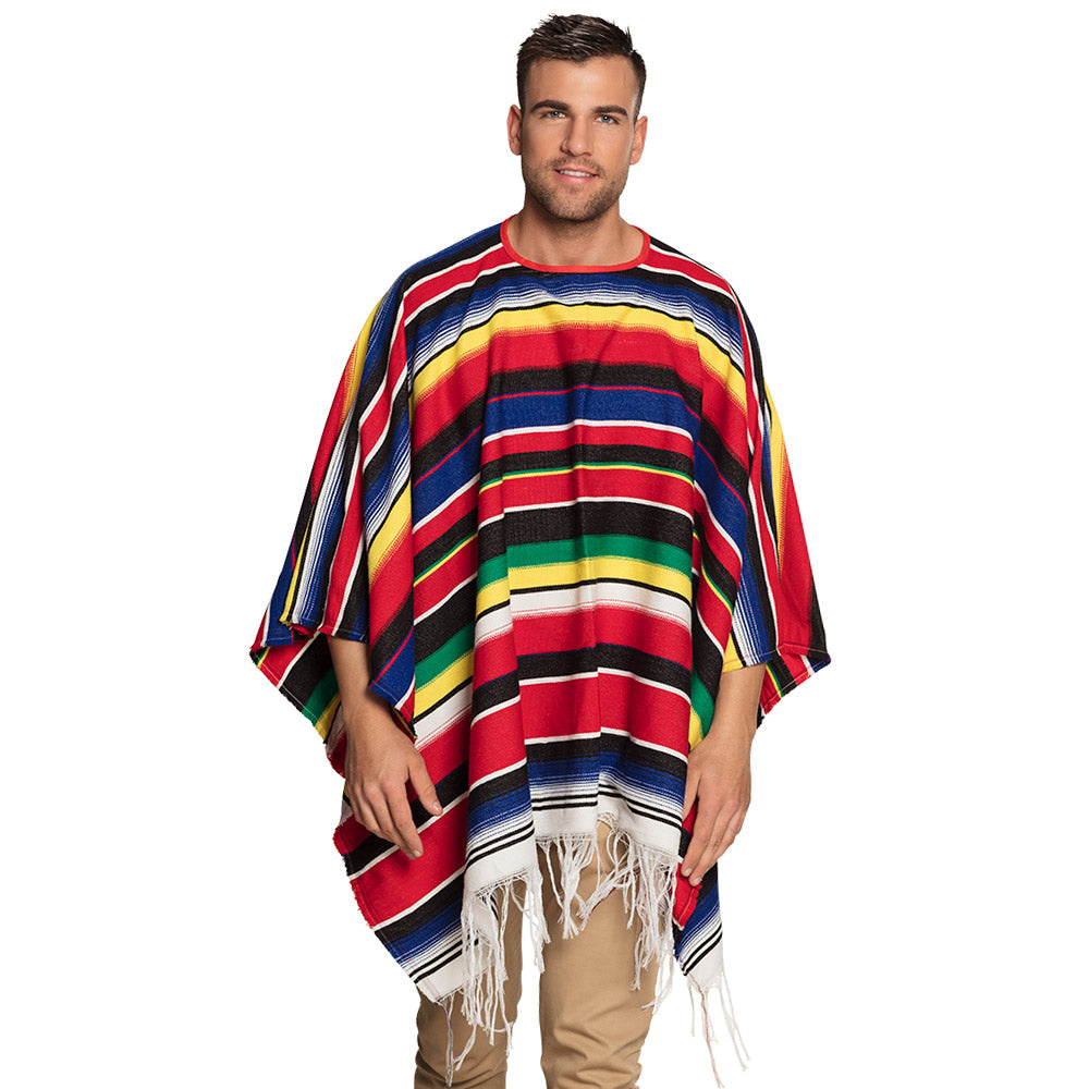 Poncho Rayé Mexicain Coloré - Accessoire Déguisement Fiesta