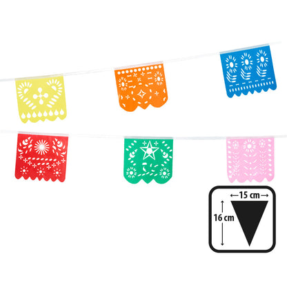 Guirlande Drapeaux Mexicains Colorés - 6 Fanions 16cm