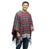 Poncho Rayé Multicolore avec Franges - Déguisement Ethnique