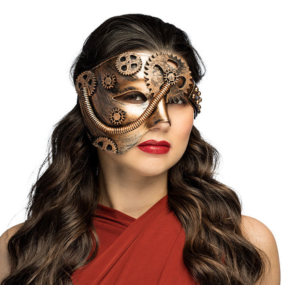 Masque Steampunk Engrenages Bronze - Accessoire Festif