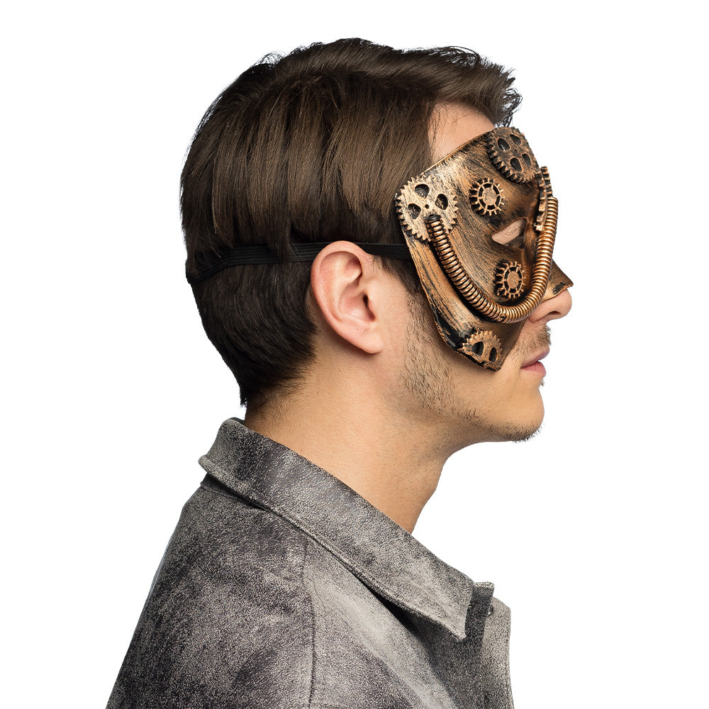 Masque Steampunk Engrenages Bronze - Accessoire Festif