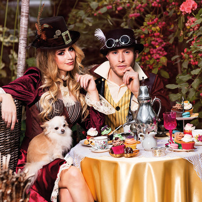 Chapeau Haut de Forme Steampunk Noir avec Lunettes Party