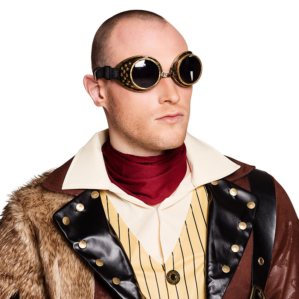 Lunettes Steampunk Dorées avec Picots - Accessoire Rétro-Futuriste