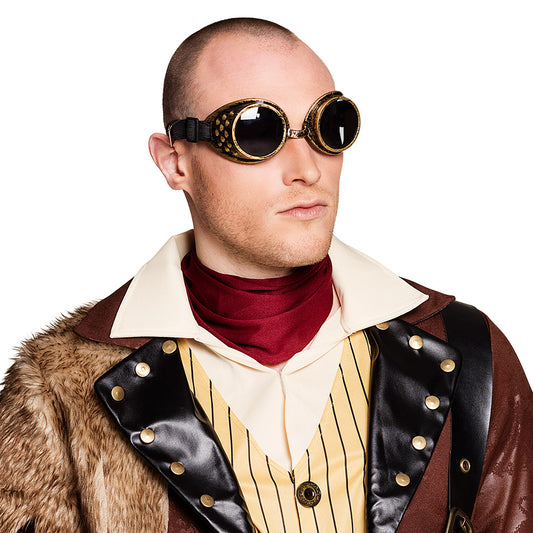 Lunettes Steampunk Dorées avec Picots - Accessoire Rétro-Futuriste