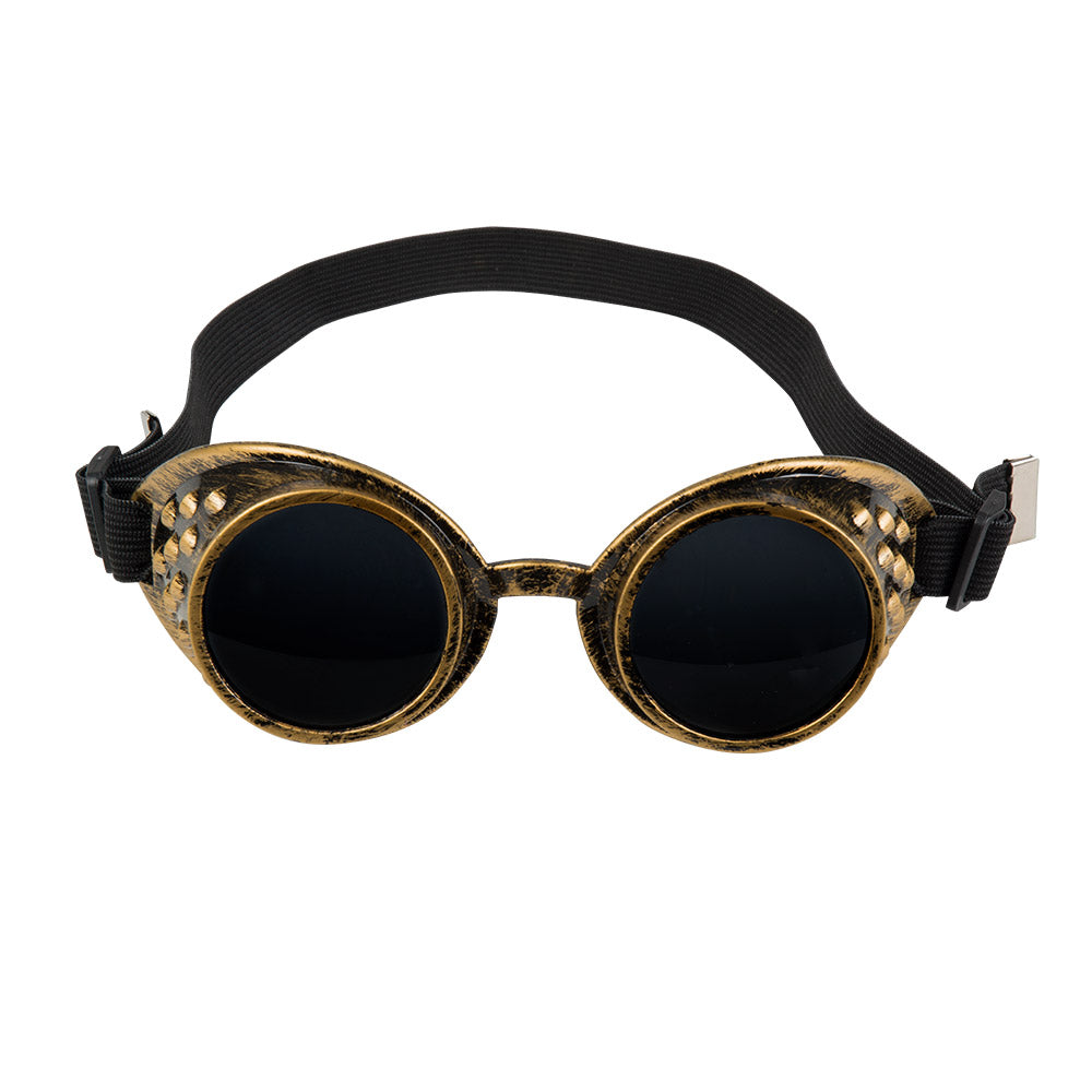 Lunettes Steampunk Dorées avec Picots - Accessoire Rétro-Futuriste