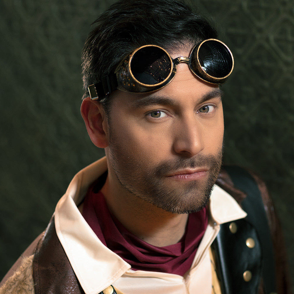 Lunettes Steampunk Dorées avec Picots - Accessoire Rétro-Futuriste